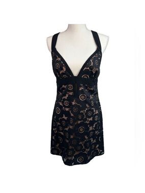 For Love & Lemons Black Lace Open Back Mini Dress L